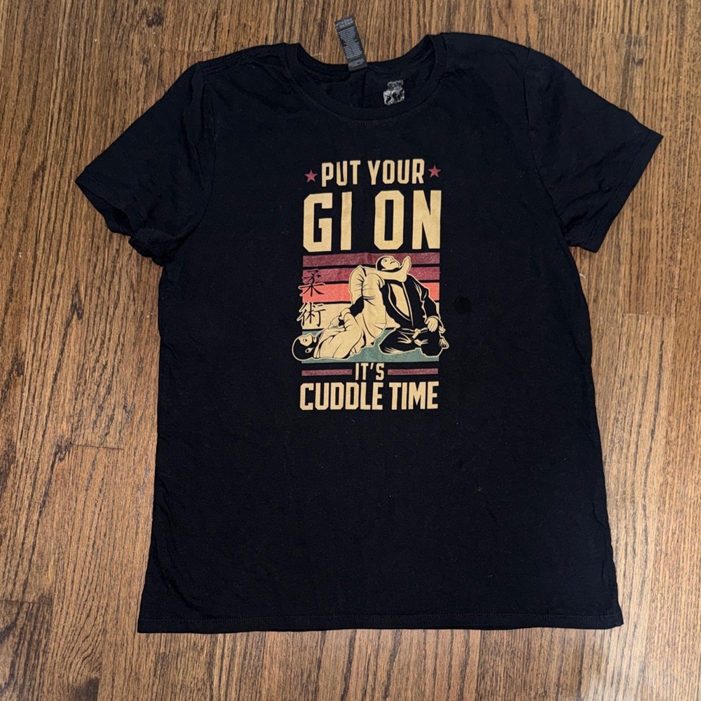 Black Graphic BJJ Tee - "Put Your Gi On" Cuddle Time